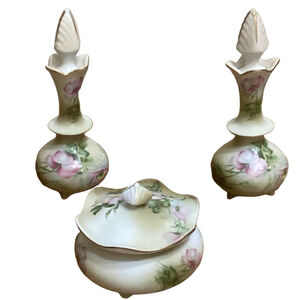 610. LOT OF 3 VINTAGE NIPPON VANITY SET ACCESSORIES